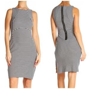 Banana Republic Women's Black Striped Knit Body con Sleeveless‎ Dress Size 10P